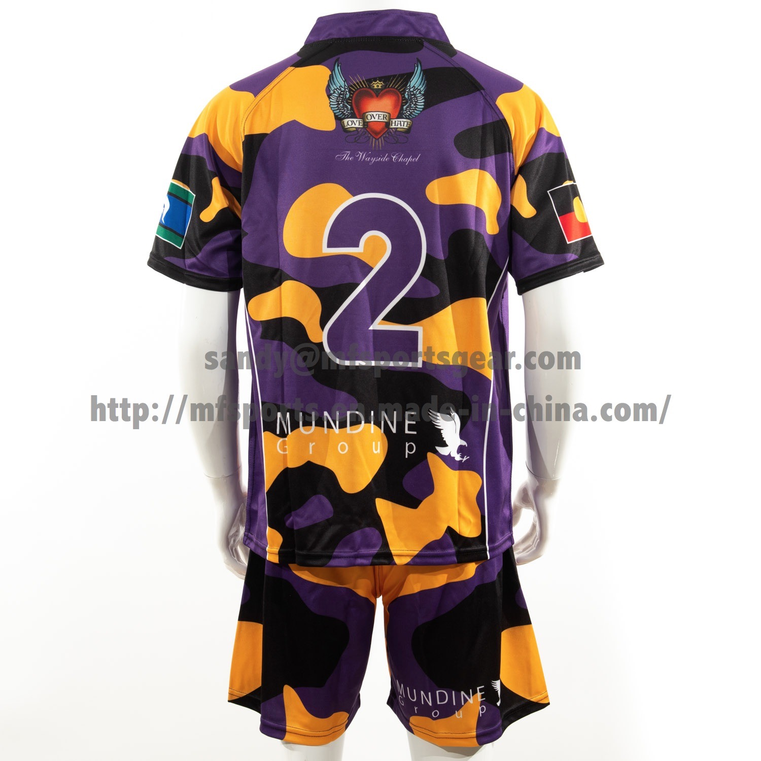 Full Sublimated Camouflage Digital Printing Fashion Rugby Uniform Rugby Jersey and Short