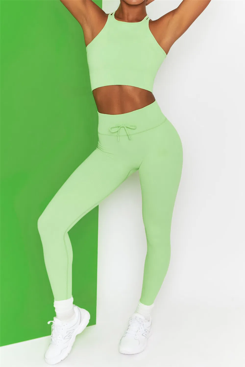 High Collar Sleeveless Yoga Wear Women Jogging Suit Ribbed Sportswear