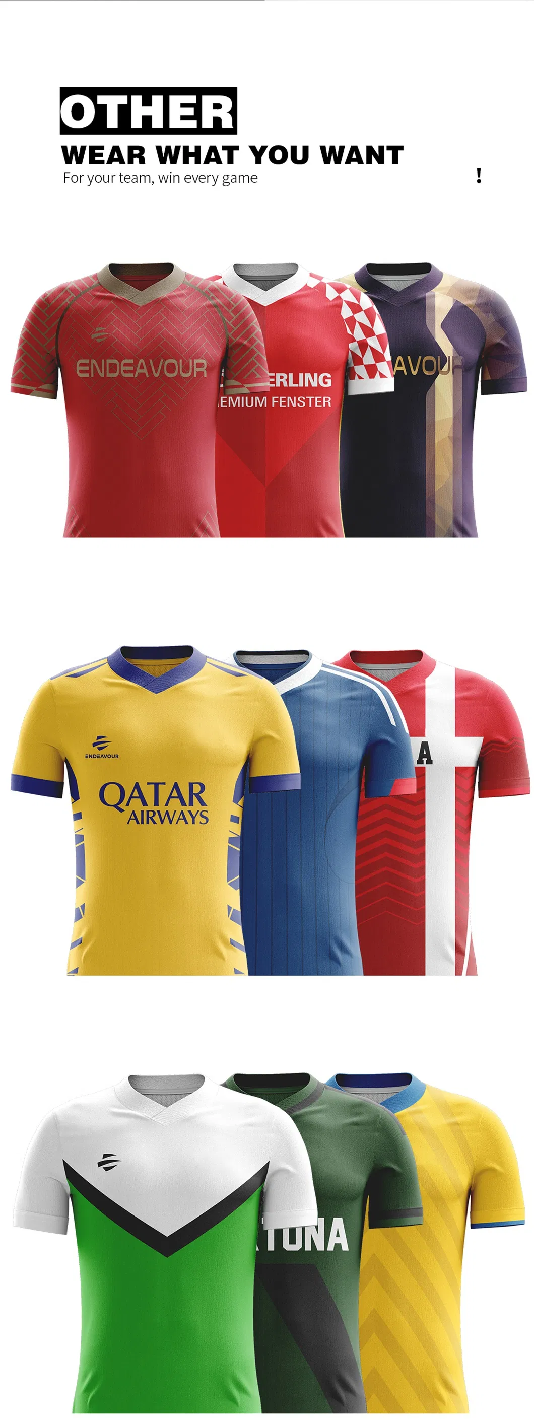 High Quality Custom Sport Wear Soccer Uniforms Men′s OEM T Shirts