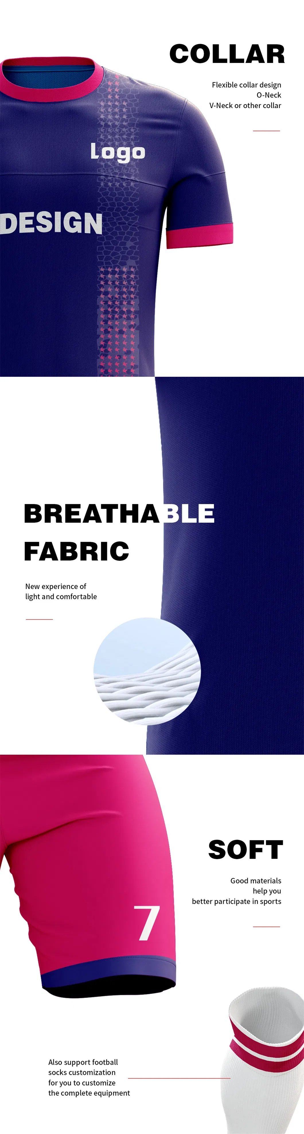 High Quality Custom Sport Wear Soccer Uniforms Men′s OEM T Shirts