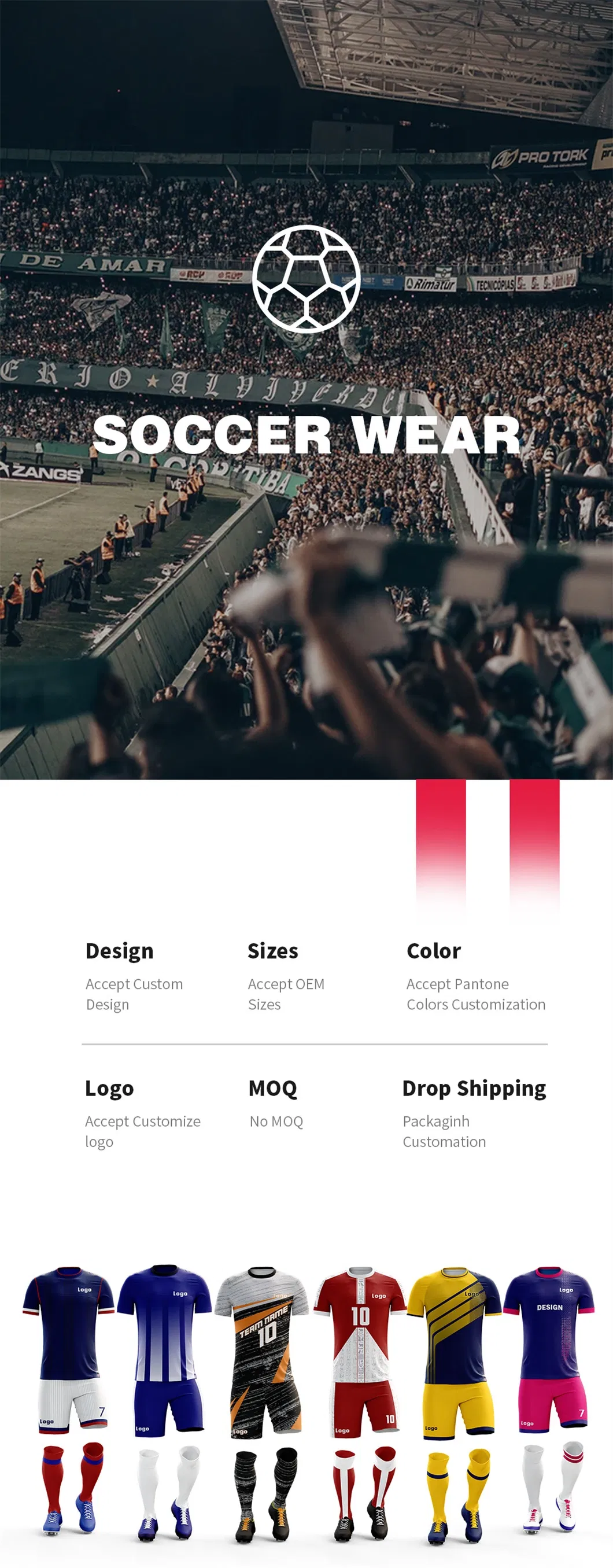 High Quality Custom Sport Wear Soccer Uniforms Men′s OEM T Shirts