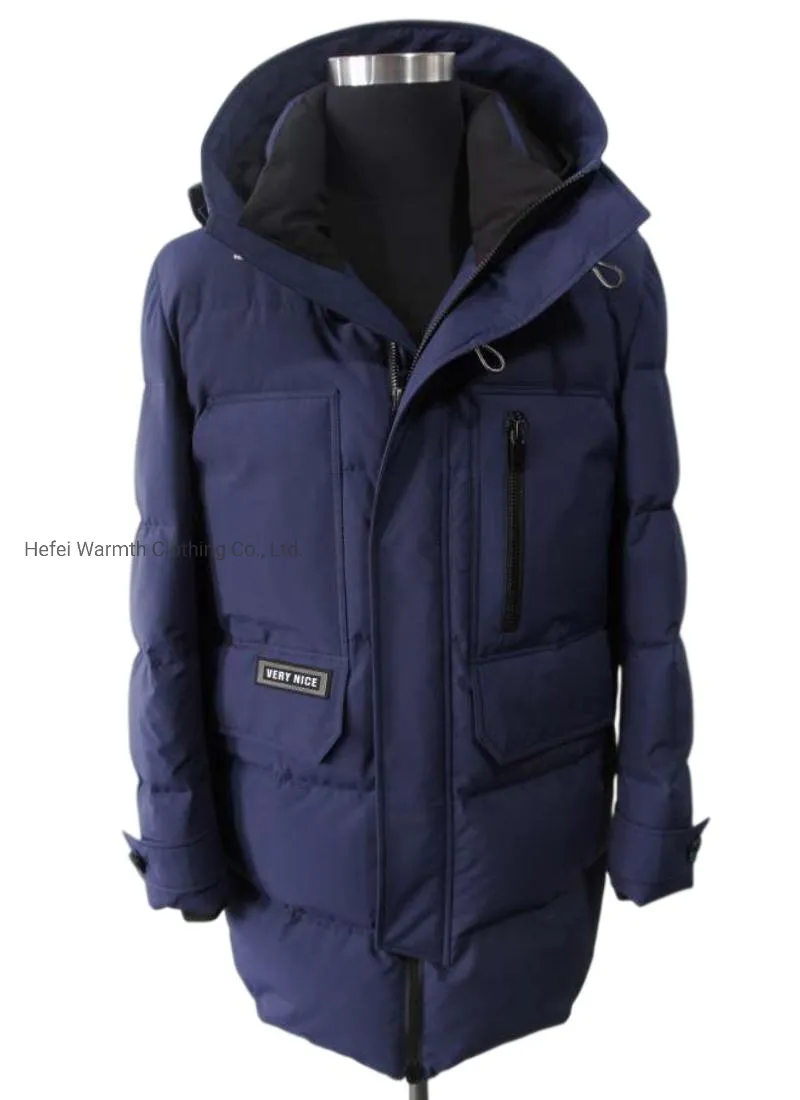 Hooded Outdoor Plus Size Winter Coat Shiny Puffer Men′s Down Jacket
