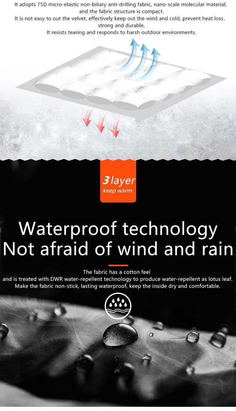 Hooded Outdoor Plus Size Winter Coat Shiny Puffer Men′s Down Jacket