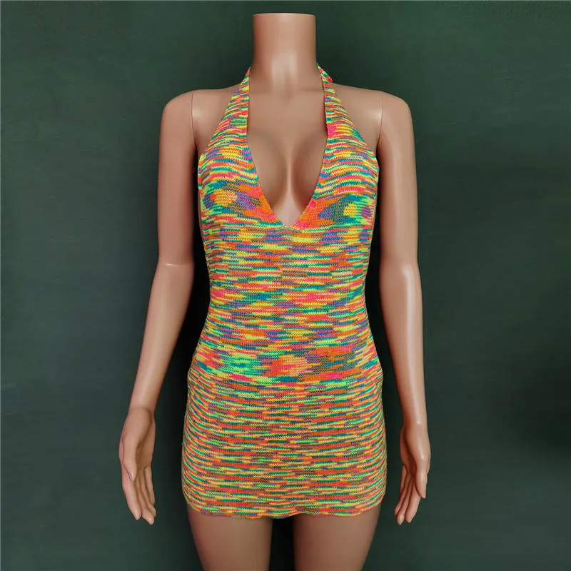 Hot-Sale Summer Women Holiday Sexy Sleeveless Backless Mini Dress