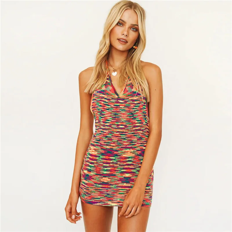 Hot-Sale Summer Women Holiday Sexy Sleeveless Backless Mini Dress