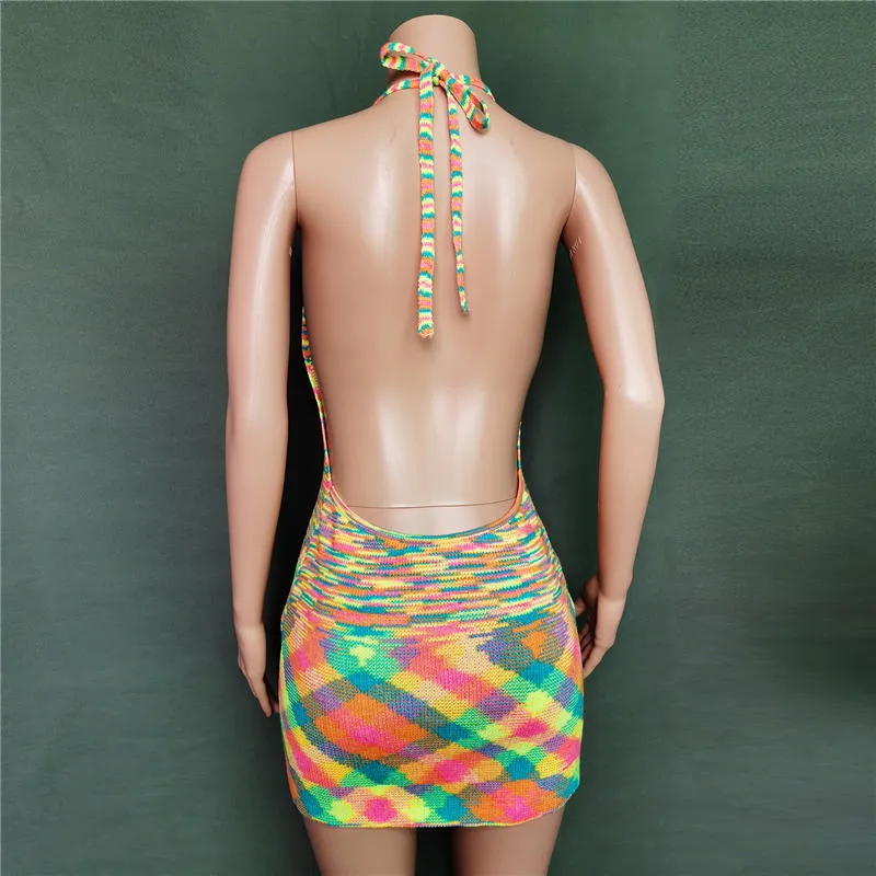 Hot-Sale Summer Women Holiday Sexy Sleeveless Backless Mini Dress