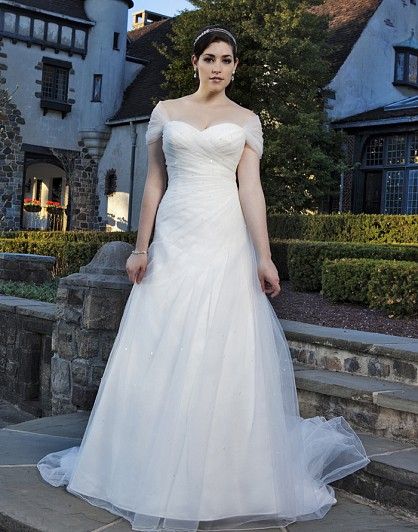 Ivory Organza Beading A Line Bridal Dress Plus Size Cap Sleeve Wedding Dress
