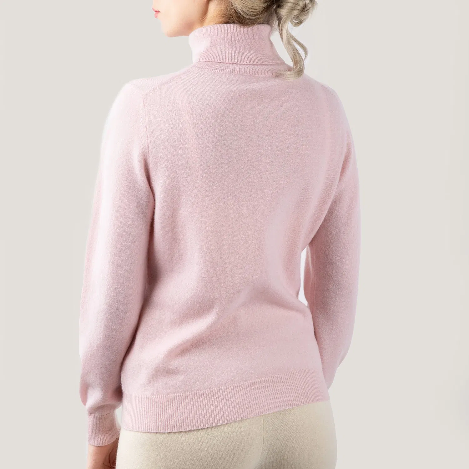 Ladies' Cashmere Pink Turtleneck Pullover