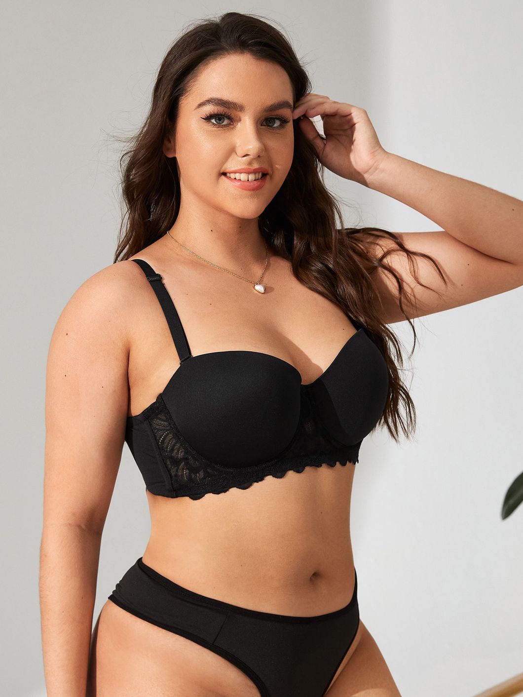 Ladies Plus Size Push up Bra Sexy Underwear Set in Black Ladies Underwear Ladies Lingerie Sexy Underwear Ladies Panty Bra-Walmart/BSCI