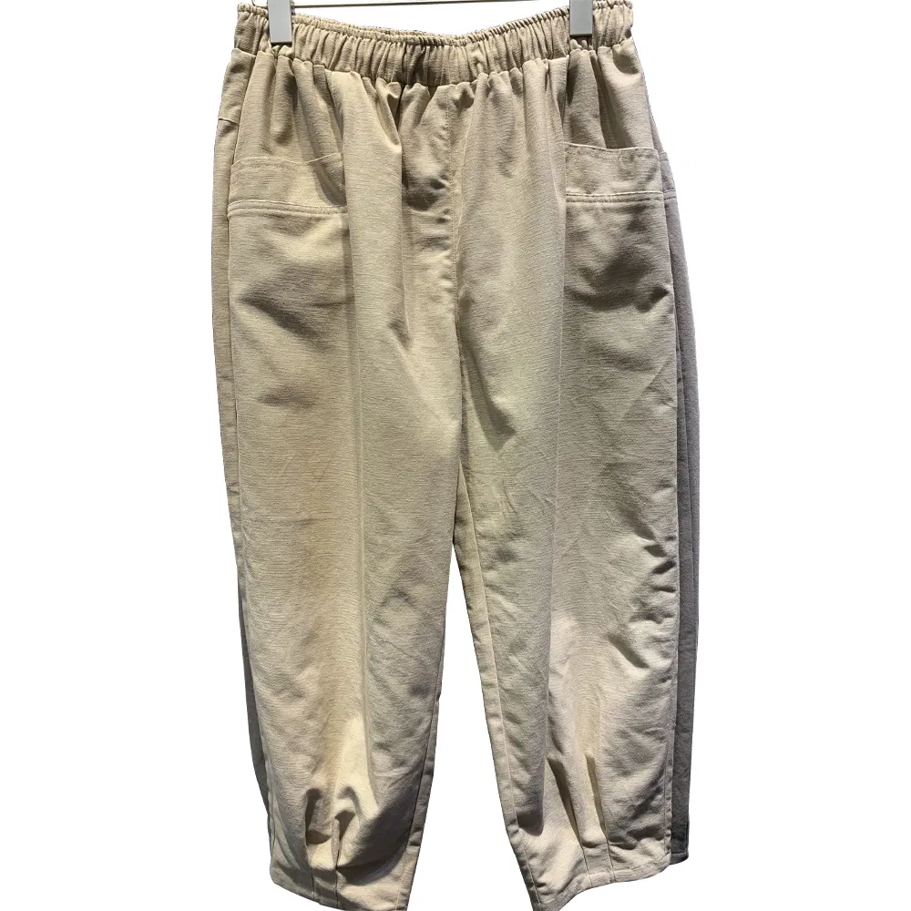 Linen Print Long Loose Belt Pants or Culottes with Ethnic Style