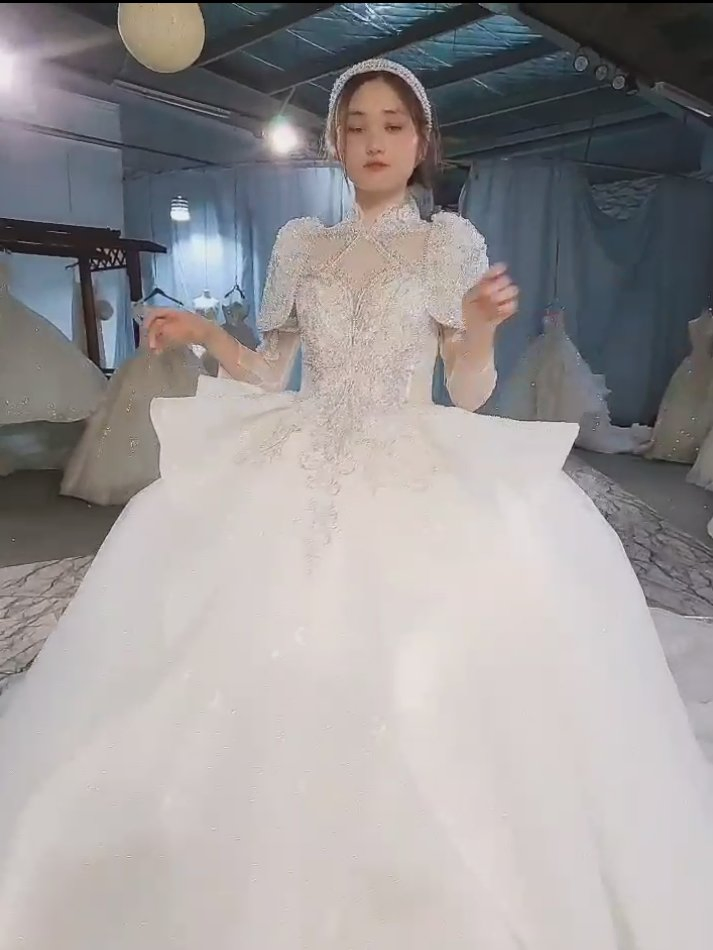 Luxury Sequin Beaded Sexy Custom-Made Size Bridal Dress Wedding Dresses Gown