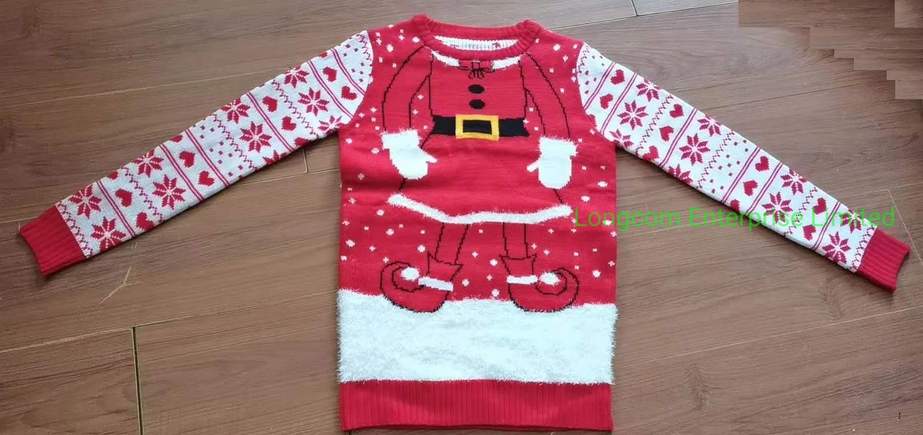 Men Autumn Winter Santa Jacquard Crew Neck Ugly Christmas Mohair Sweater