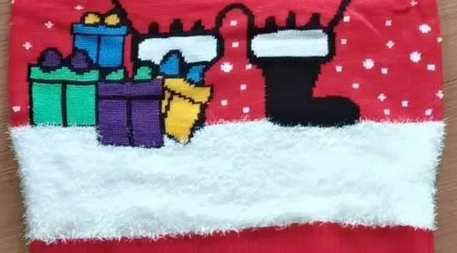 Men Autumn Winter Santa Jacquard Crew Neck Ugly Christmas Mohair Sweater