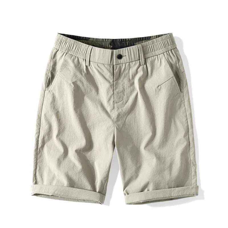 Men Basic Style Cotton Twill Bermuda Elastic Wasit Cotton Shorts