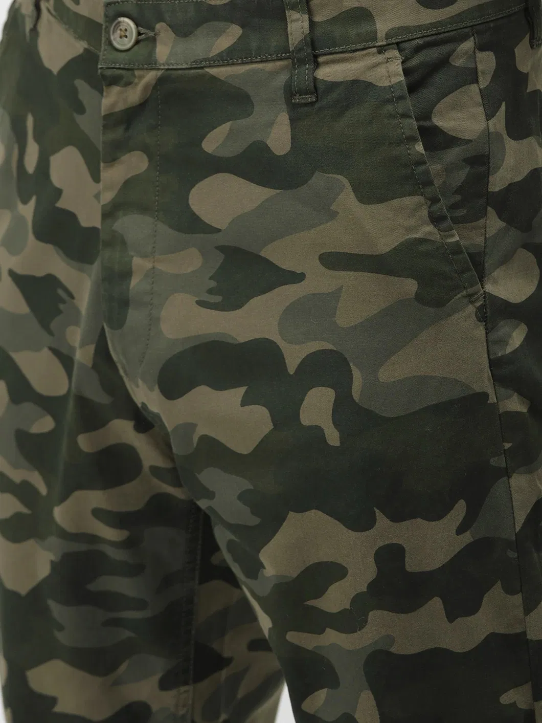 Men Olive Green Tapered Fit Camouflage Print Chinos Outdoor Weart Workpants