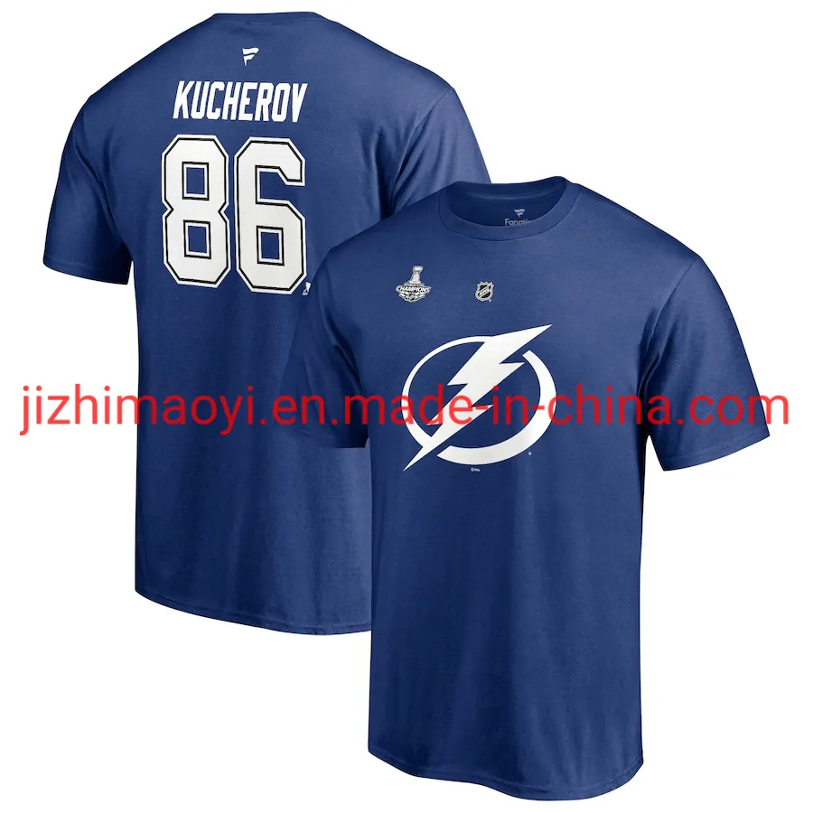 Men′ S Fanatics Branded Blue Tampa Bay Lightning T-Shirt 2021 Stanley Cup Final Bound Authentic Stack Name & Number