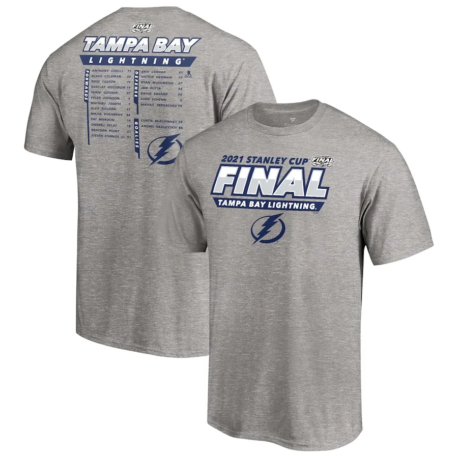 Men′ S Fanatics Branded Blue Tampa Bay Lightning T-Shirt 2021 Stanley Cup Final Bound Authentic Stack Name & Number