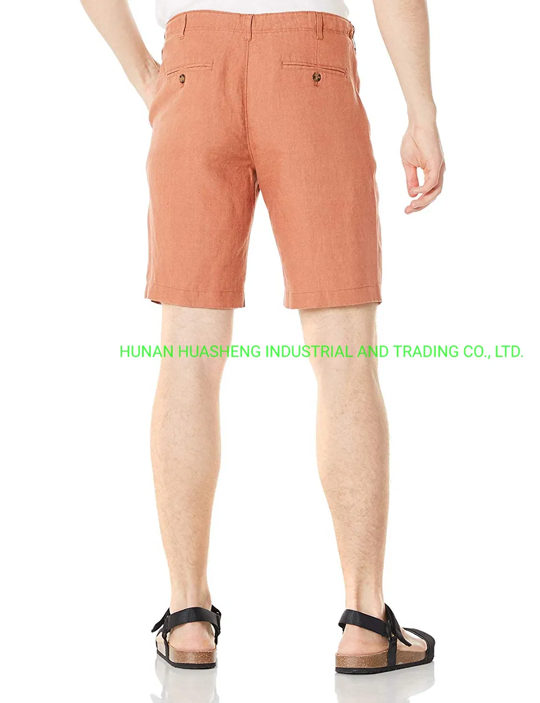 Men′s 100%Linen Drawstring Shorts Light Brown