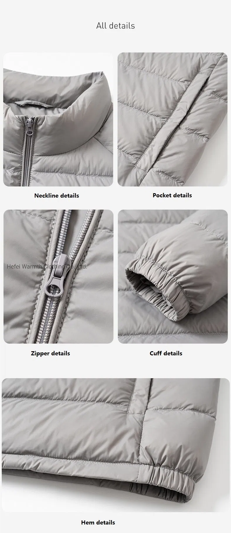 Men′s Lightweight Water-Resistent Fill Power Down Puffer Jacket