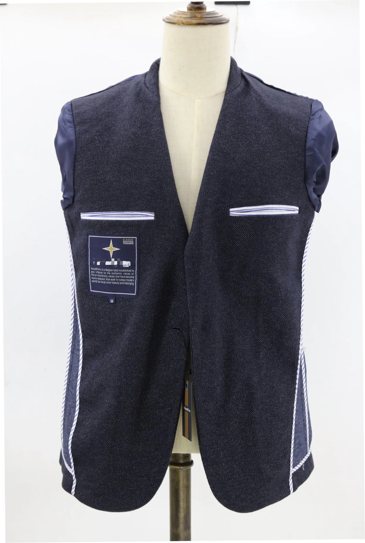 Men's Navy Tailored Fit Signature Textured Jersey Sport Coat Unstructured Blazer