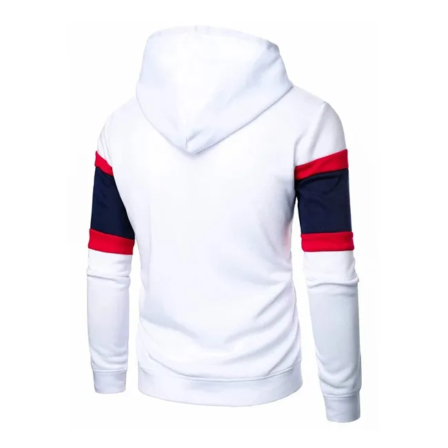 Men Slim Fit Long Sleeve Color Block Pullover Hoodie with Kanga Pocket