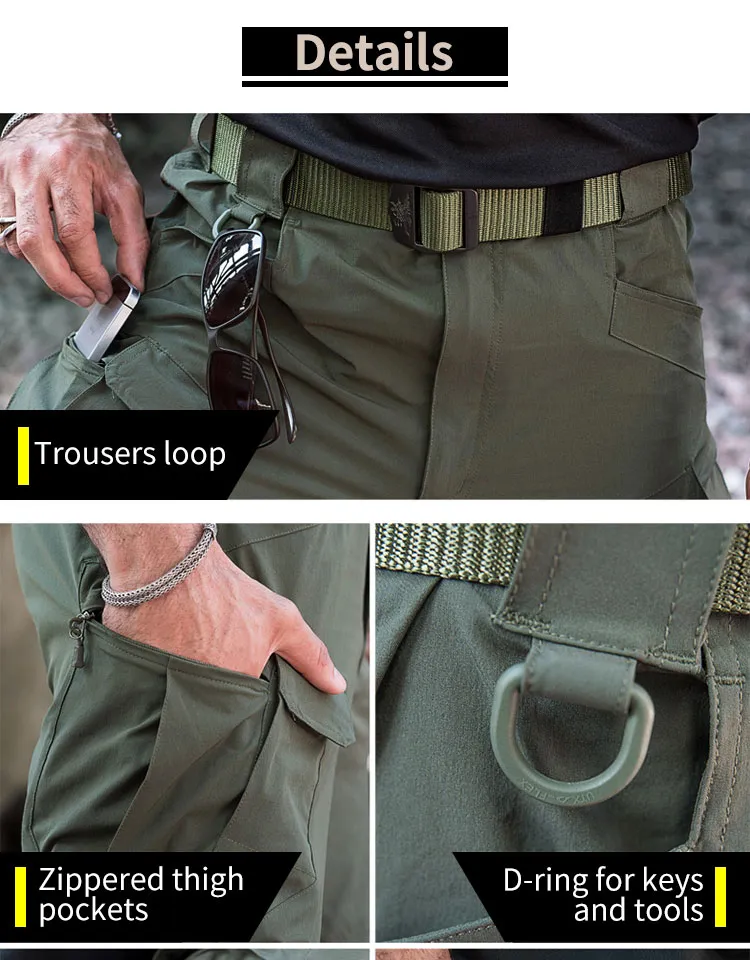 Men Tactical Army Fan Quick-Drying Pants Overalls Straight Pants in Outdoor Casual