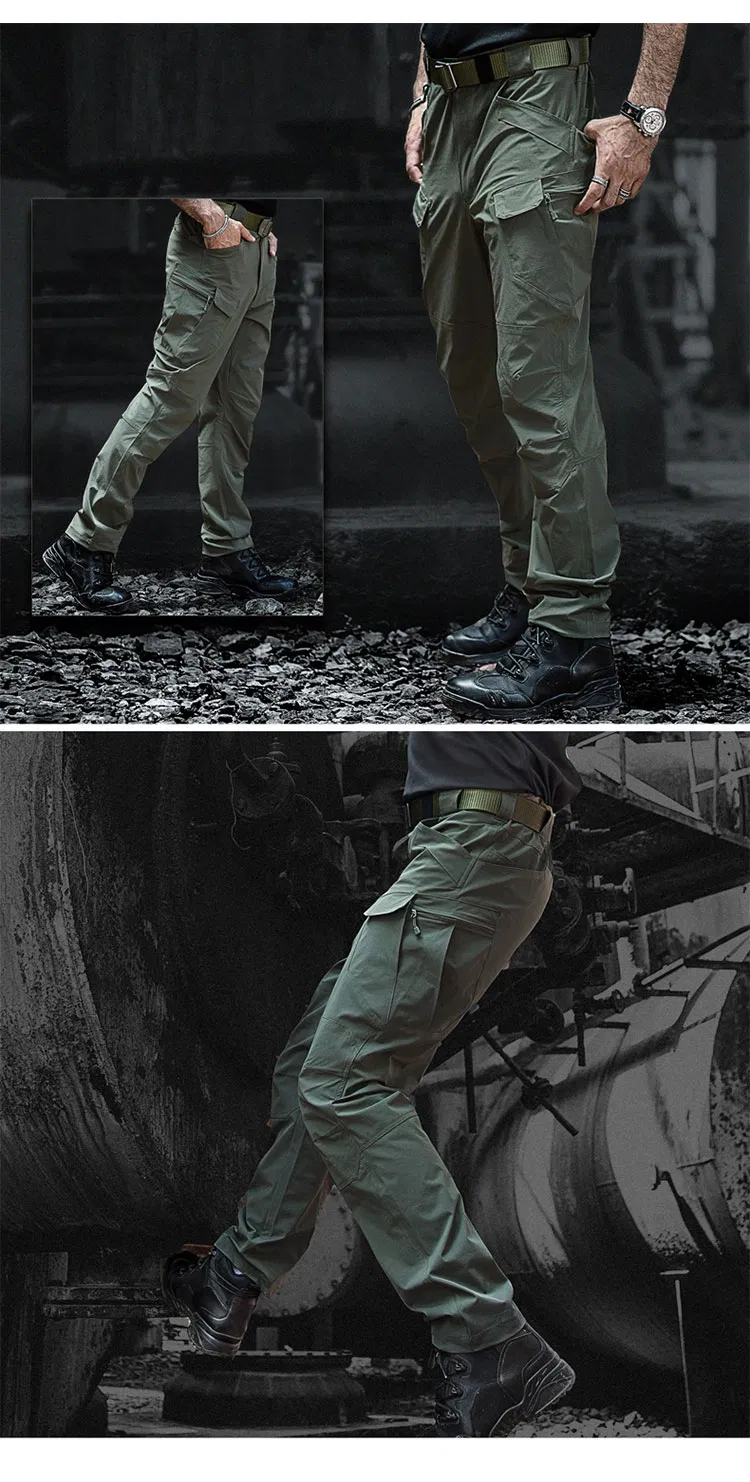 Men Tactical Army Fan Quick-Drying Pants Overalls Straight Pants in Outdoor Casual