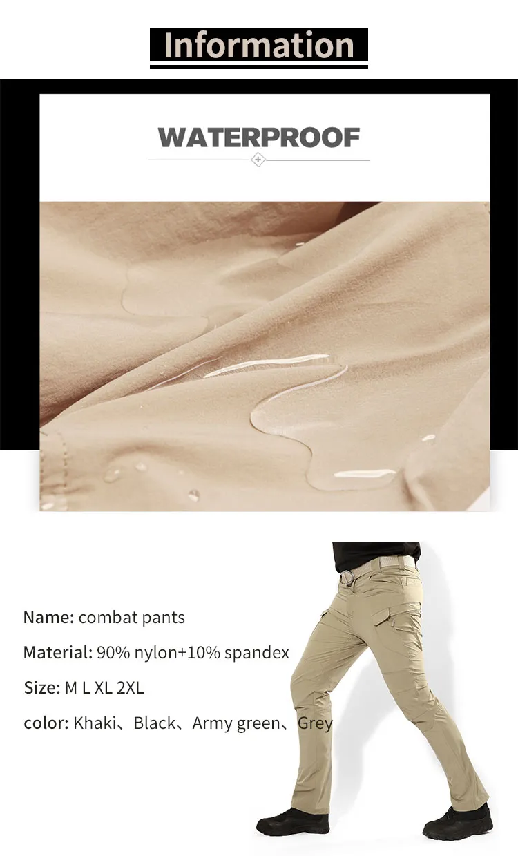 Men Tactical Army Fan Quick-Drying Pants Overalls Straight Pants in Outdoor Casual