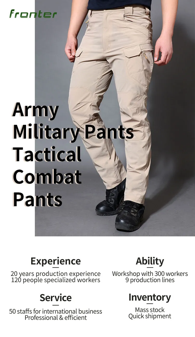 Men Tactical Army Fan Quick-Drying Pants Overalls Straight Pants in Outdoor Casual