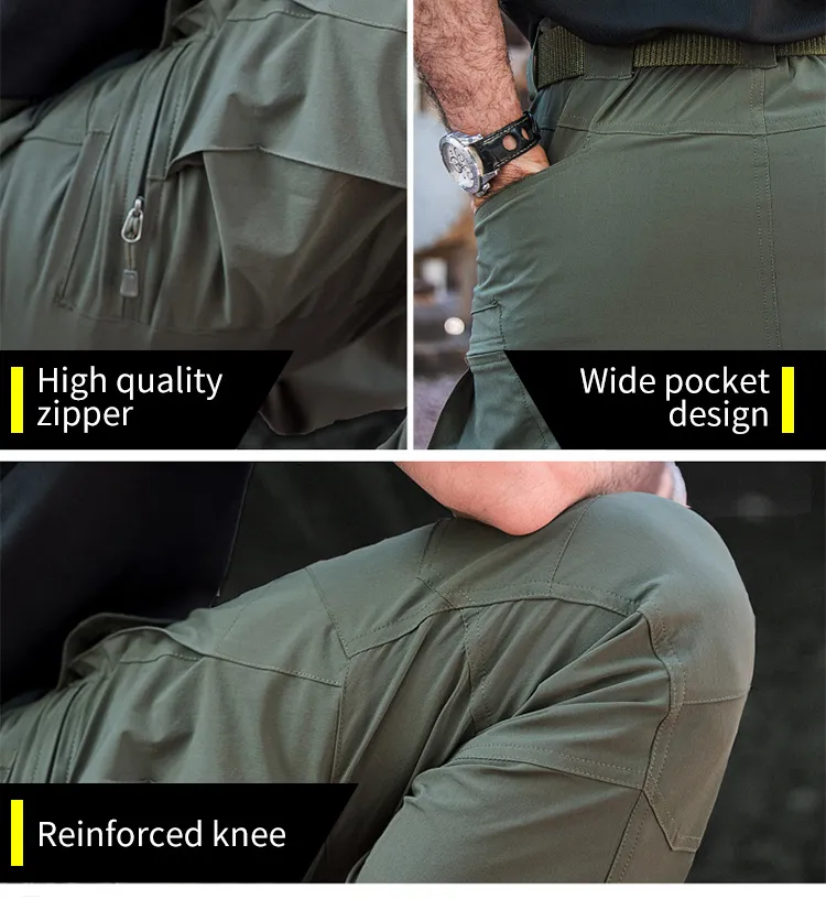 Men Tactical Army Fan Quick-Drying Pants Overalls Straight Pants in Outdoor Casual