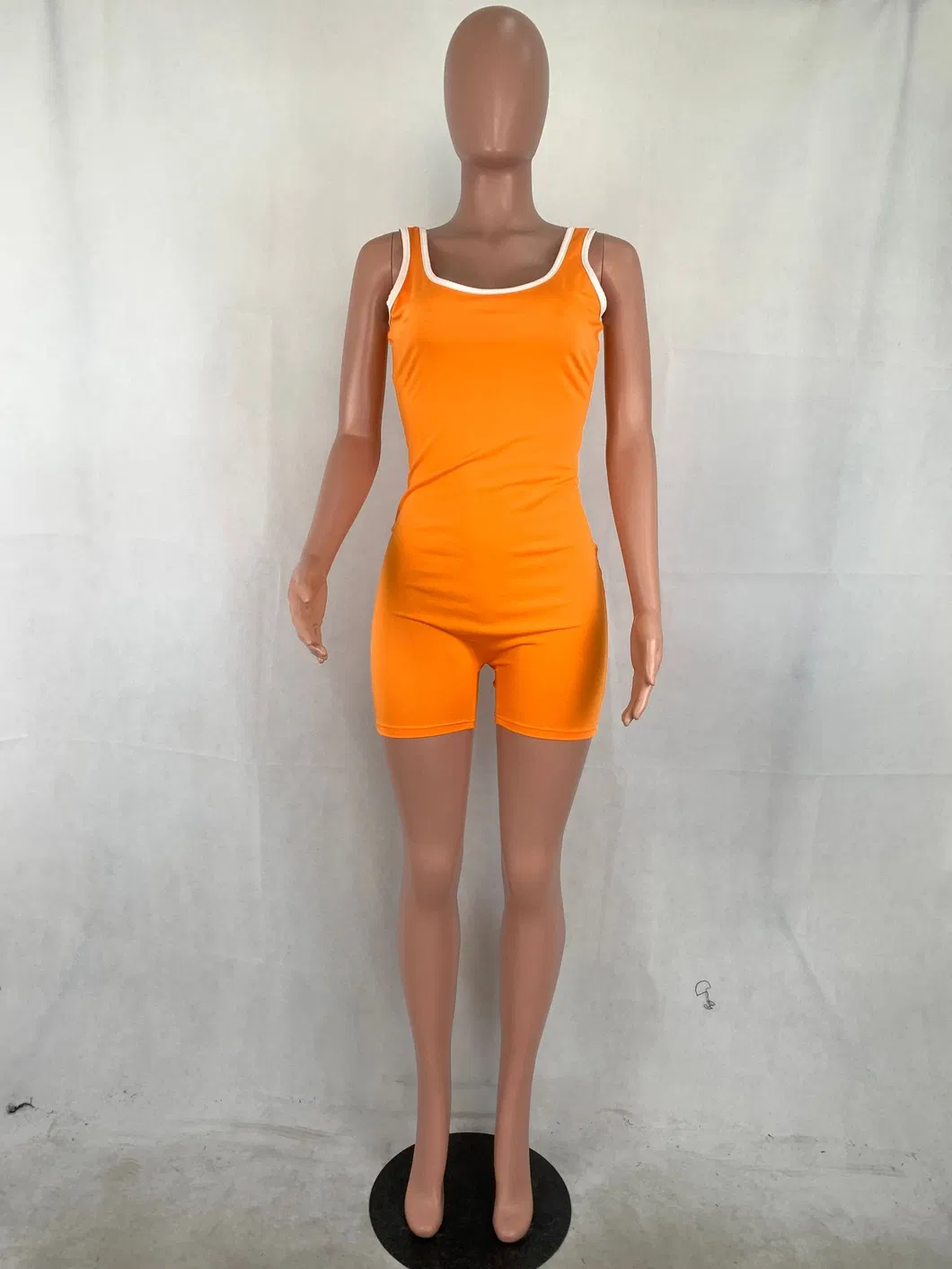 Neon Green Orange Rompers Womens Jumpsuit Casual Scoop Neck Sleeveless Club Party Bodysuit Summer High Waist Backless Playsuits