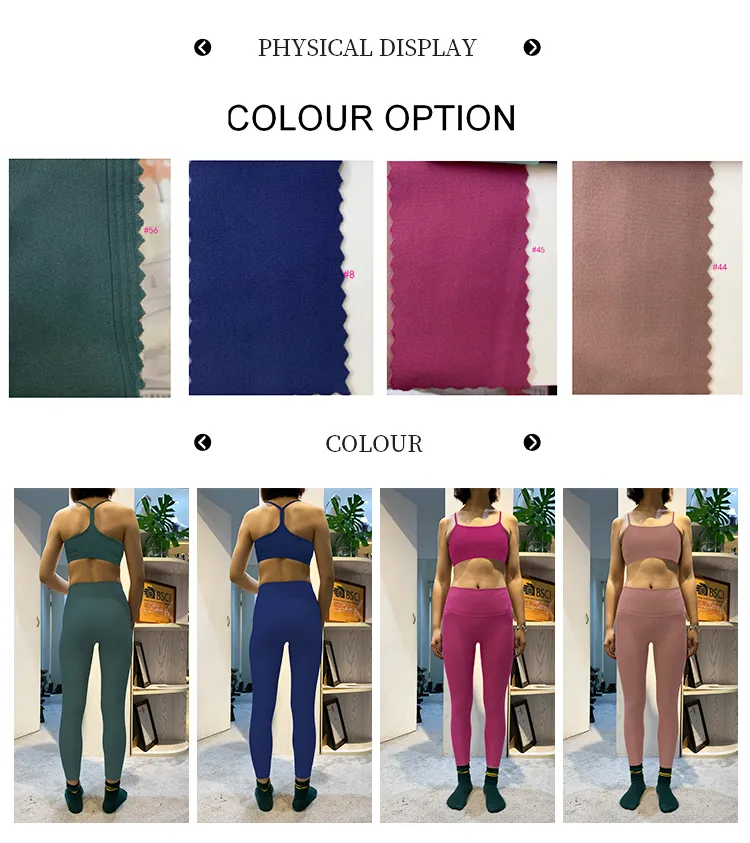 New Design Women Fitness Wear 2 Pieces Sets Plain Sports Bra with Leggings Set