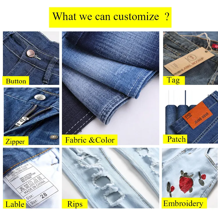 New Fashion Washed Denim Ripped Skinny Slim Fit Men′s Jeans Destroyed Denim Pants Frayed Trousers