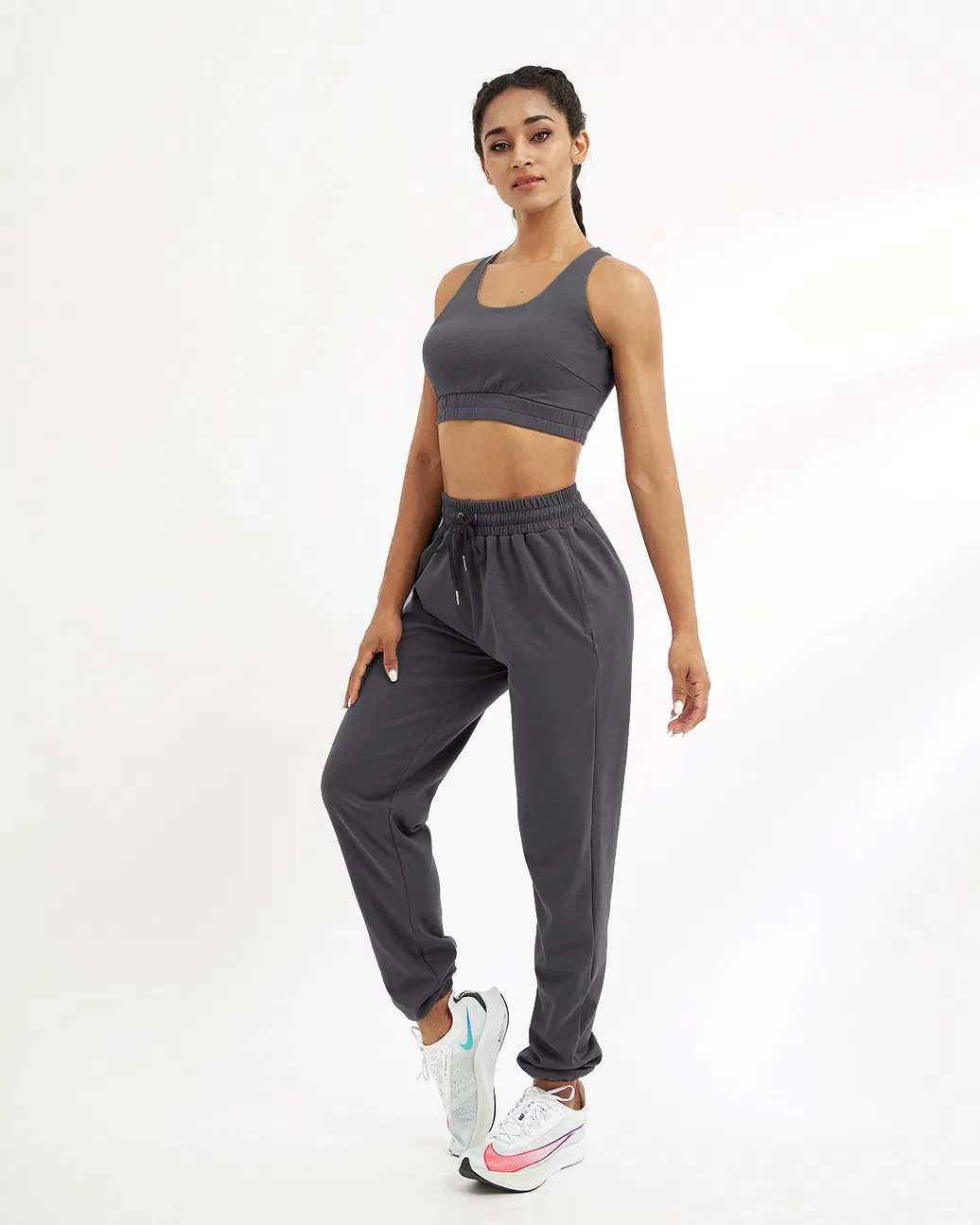 New Yoga Pants Female Europe and The United States Nude Yoga Suit Slim Peach Buttocks Fitness Pants Vest Set