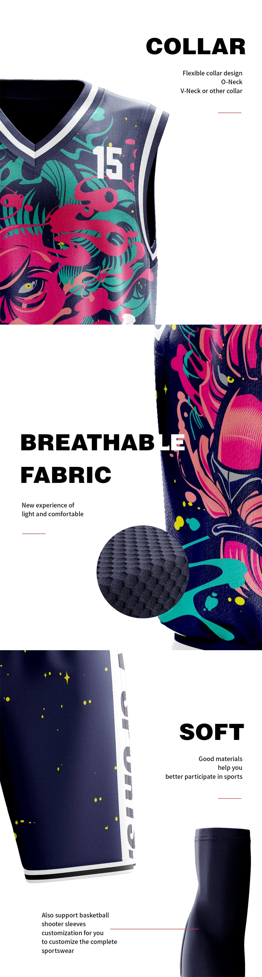 No MOQ OEM Custom Design Sublimation Basketball Wear Uniform Jersey