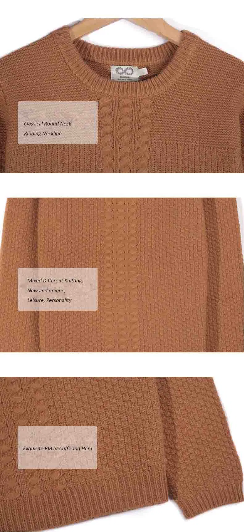 ODM Men Fashion Clothing Cable Knit Sweater Garment