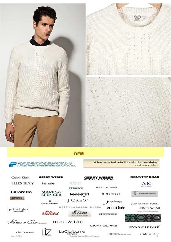 ODM Men Fashion Clothing Cable Knit Sweater Garment