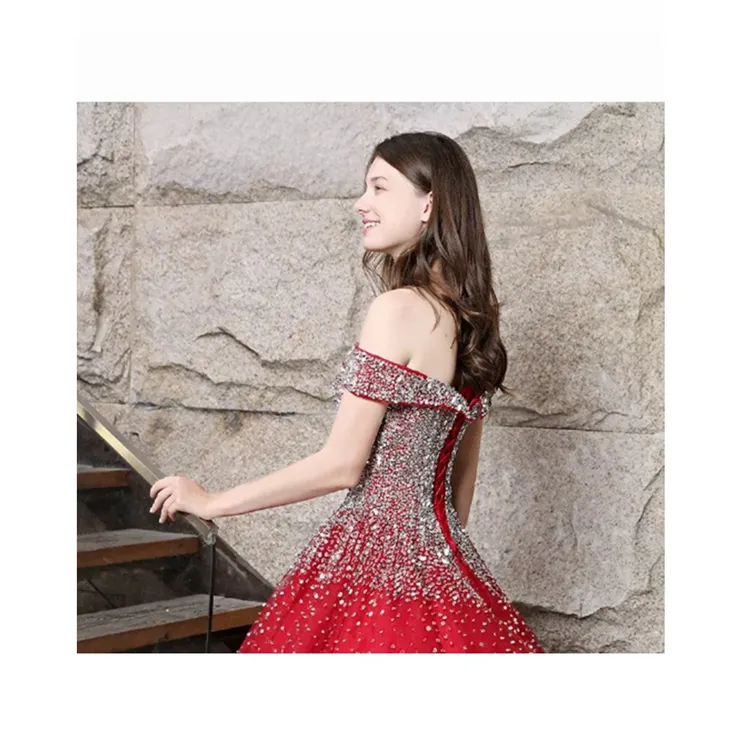 off-Shoulder Red Slim Simple Grace Wedding Dress