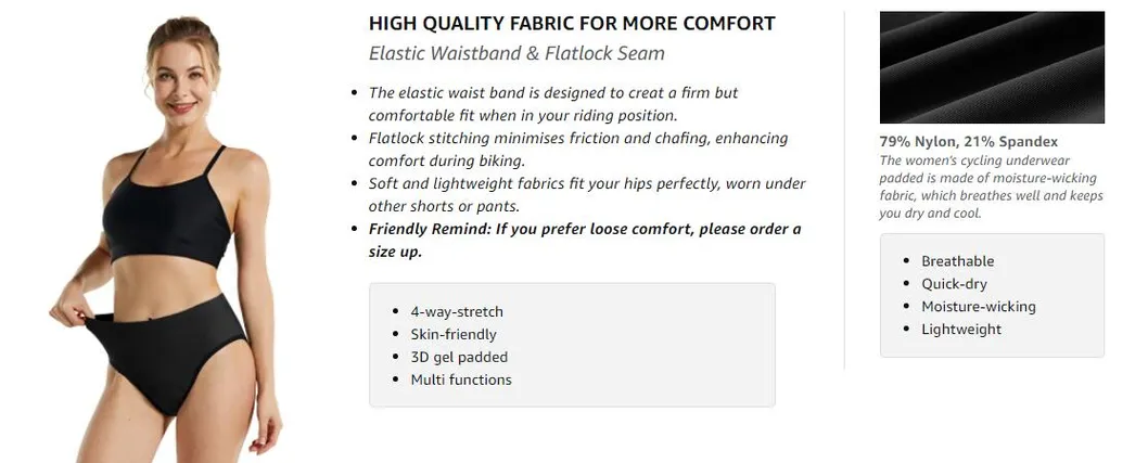 Omen′s 3D Padded Bike Underwear Cycling Shorts Road Biking Bicycle Briefs MTB Spin Riding Peloton