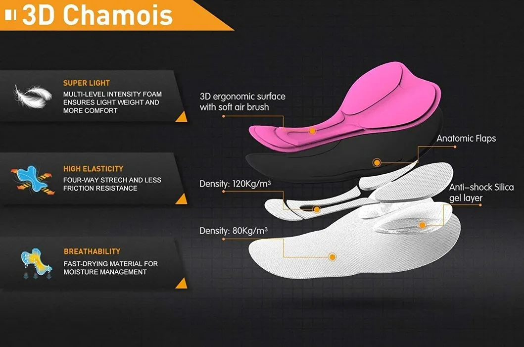 Omen′s 5" Bike Shorts Padded Cycling Mountain Biking Underwear Biker Spin Liner Shorts Gel Upf 50+