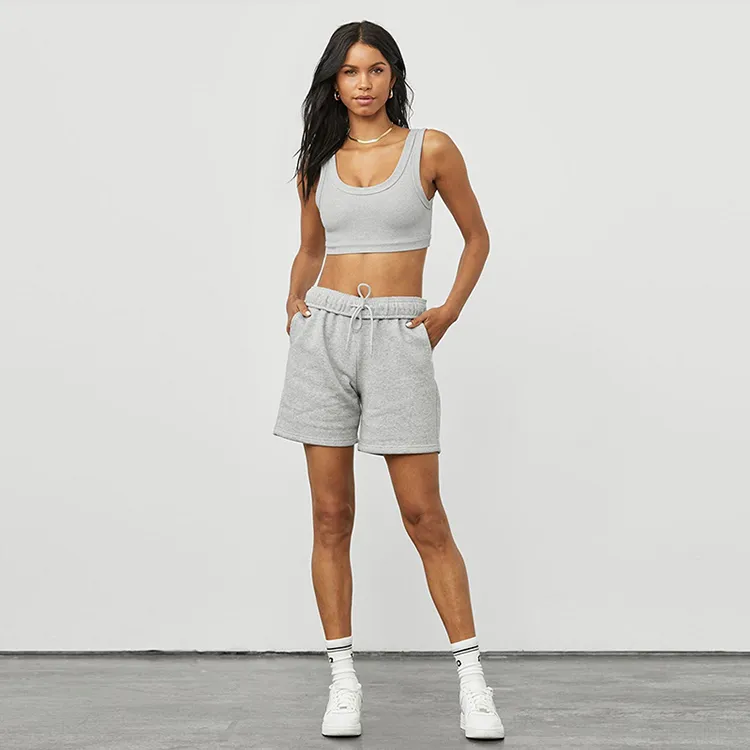 Organic Cotton Women Sweat Shorts Sustainable Plain Sweat Shorts Eco Friendly Women Fleece Sweat Shorts Sweatpant Shorts Women