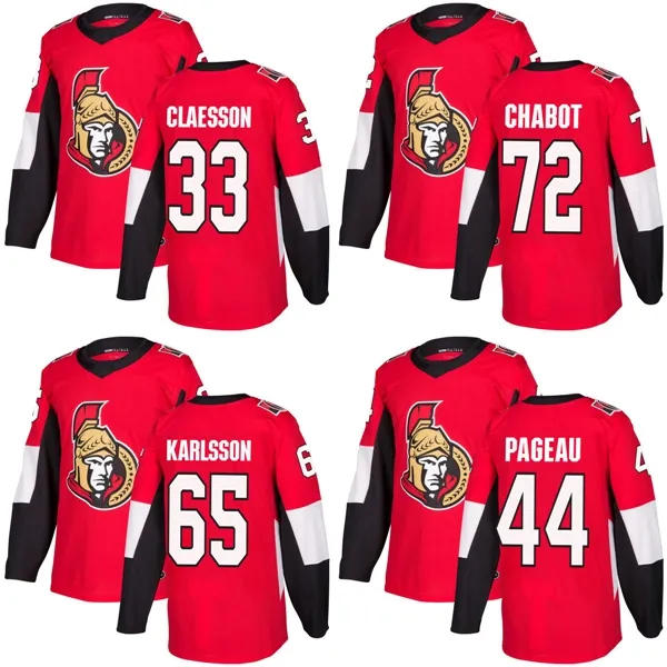 Ottawa Senators Erik Karlsson Jean-Gabriel Pageau Fredrik Claesson Hockey Jerseys