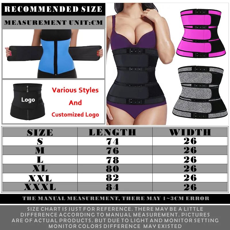 Plus Size Front Zipper Women Neoprene Body Shaper Waist Trimmer Belt