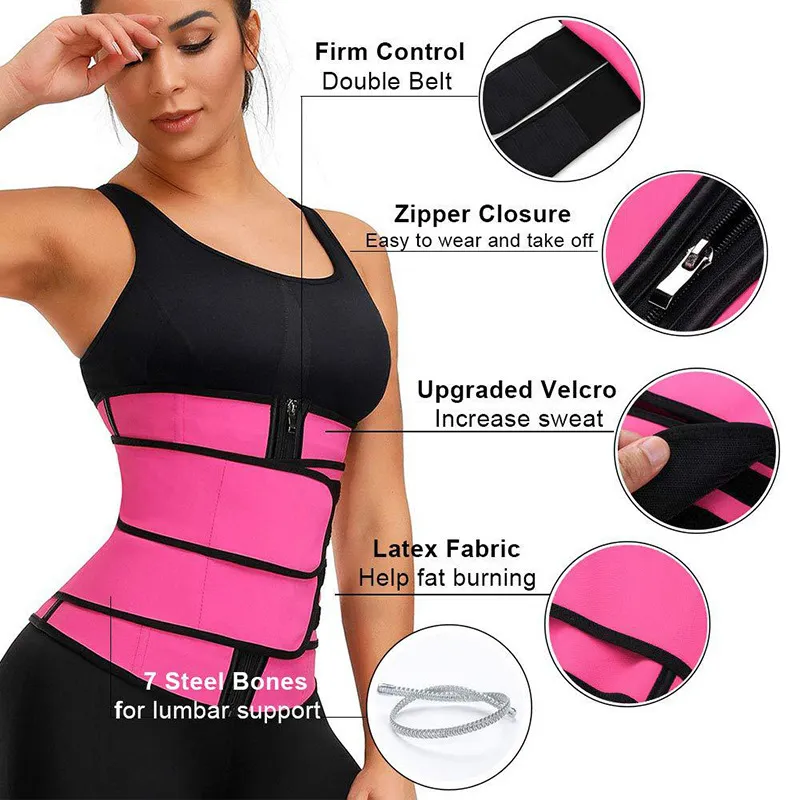 Plus Size Front Zipper Women Neoprene Body Shaper Waist Trimmer Belt