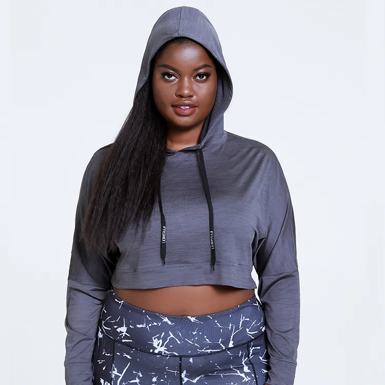 Plus Size Seamless Loose Sportswear Fitness Work out Drawstring Yoga Top Wear