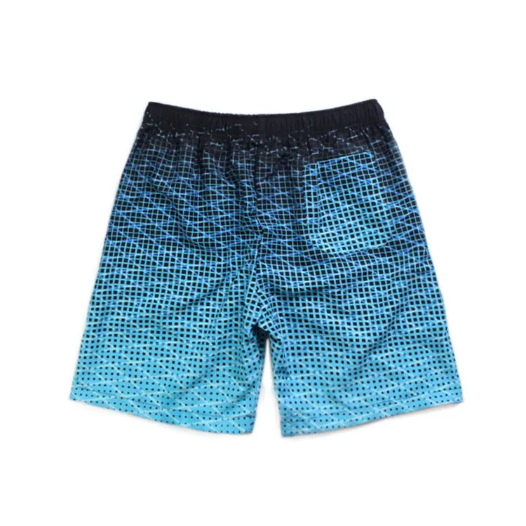 Plus Size Shorts Men Beach Pajamas Diagonal Plaid Gradient Ramp Printing Customized Beach Shorts