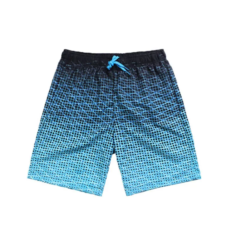 Plus Size Shorts Men Beach Pajamas Diagonal Plaid Gradient Ramp Printing Customized Beach Shorts