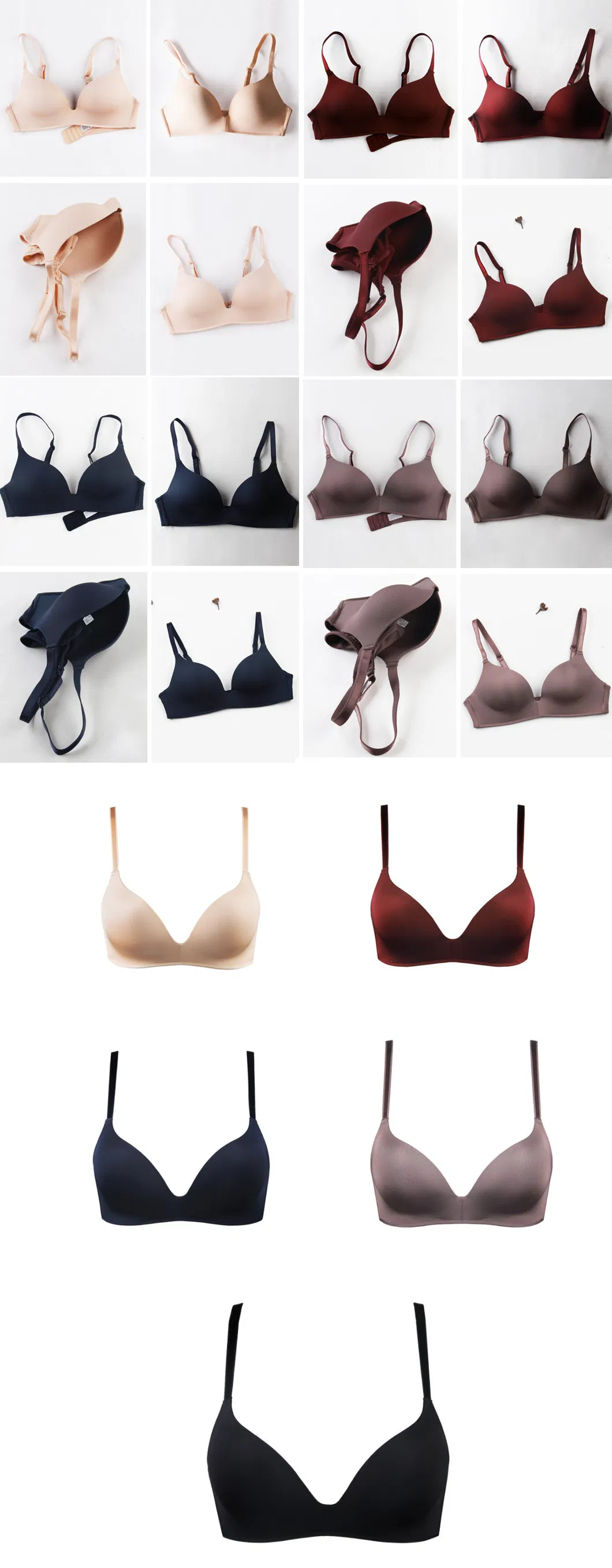 Seamless Wire Free Simple Thin Ladies Underwear Push up Bra