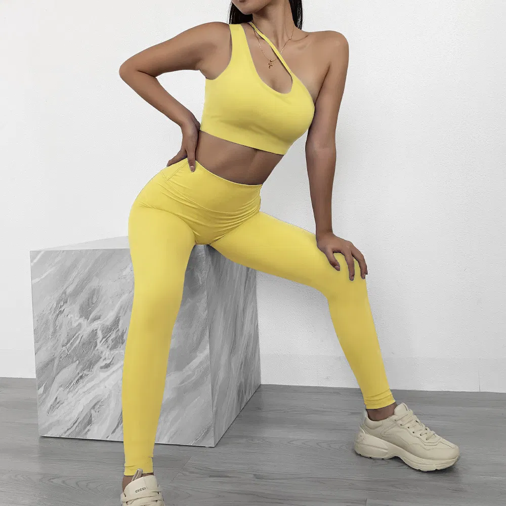 Sexy Seamless Solid Color Sport Sets Women Workout Outfit Athletic Gym Wear Fitness Set