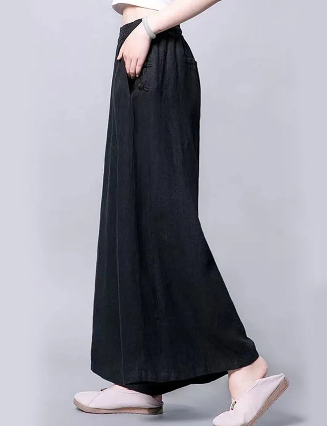 Shangyan Womens Baggy Elastic Waist Harem Pants Ankle Trousers with Pockets